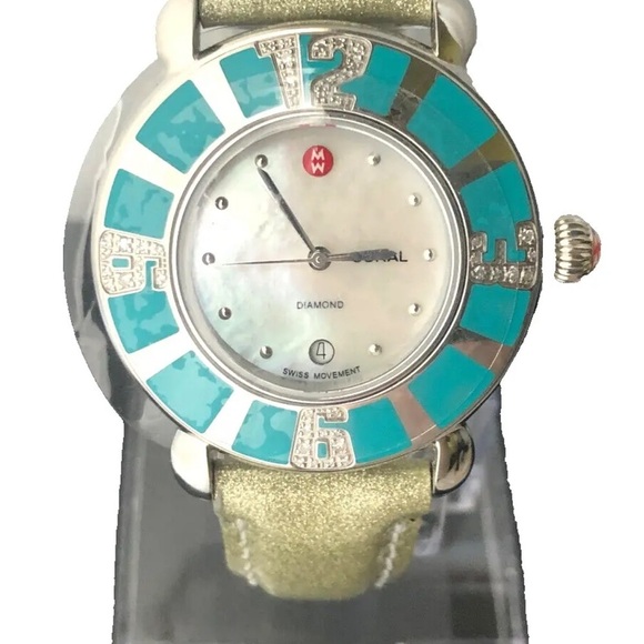 Michele Coral Turquoise 43 Diamonds Watch MW14B01F6025 SS Sapphire Crystal Swiss main image 14